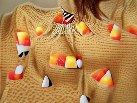 "Candy Corn Sweater" by artist Kim McIntyre